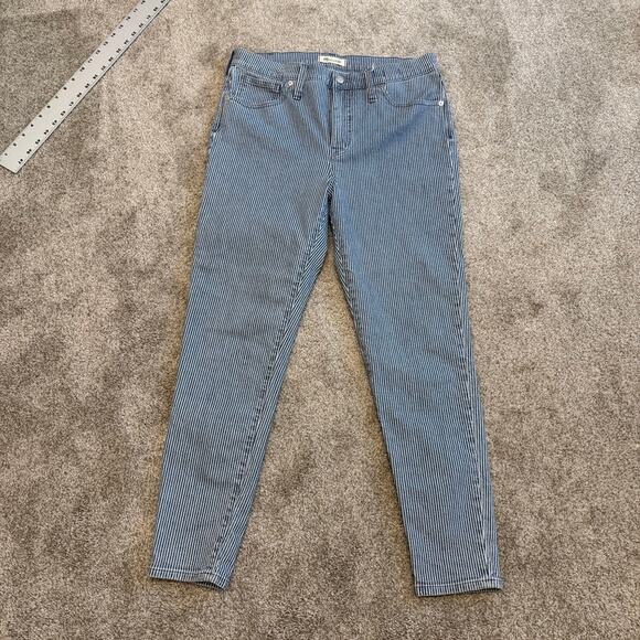 Madewell 31 9" mid rise skinny piper stripe stretch jean pant P2 2323 - Picture 9 of 15